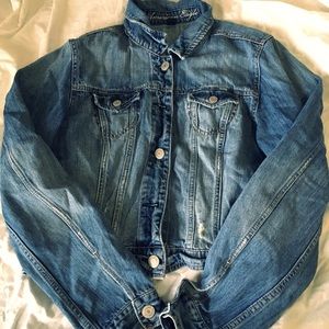 American Eagle distressed jean jacket.